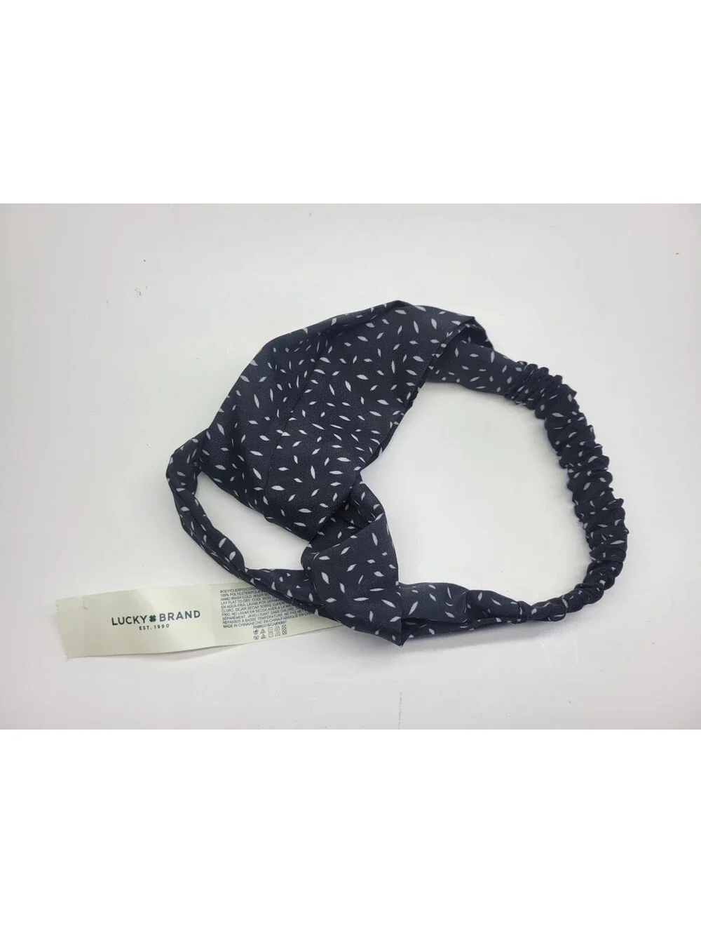 Lot of 2 Lucky Brand Top Knot Elastic Headband Floral / black